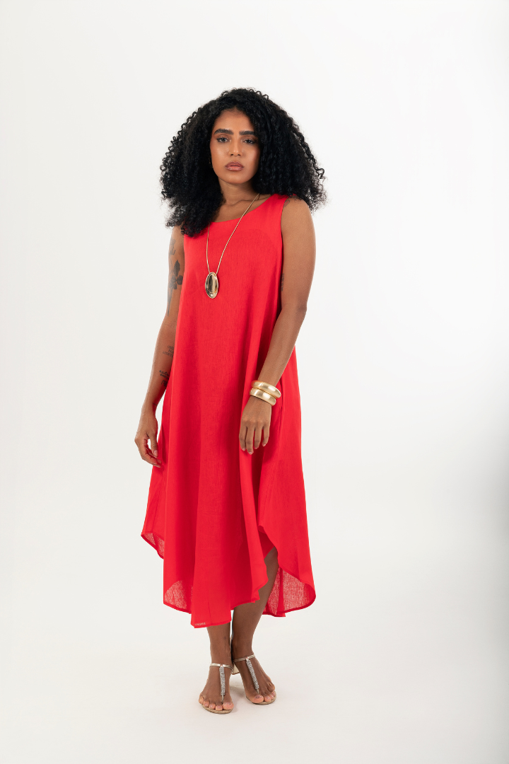 Vestido Cannes Alça Larga Vermelho