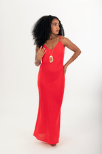 Carregar imagem no visualizador da galeria, Vestido Longo Rio 100% Linho Vermelho