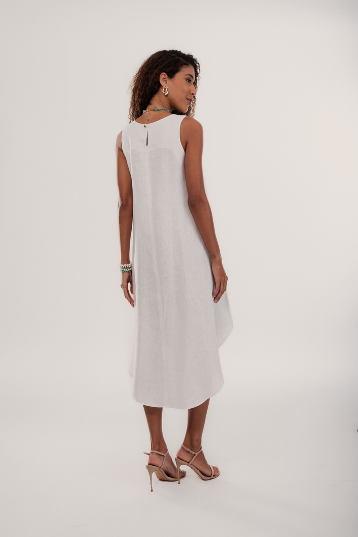 Vestido Longo Cannes Alça Larga Linho