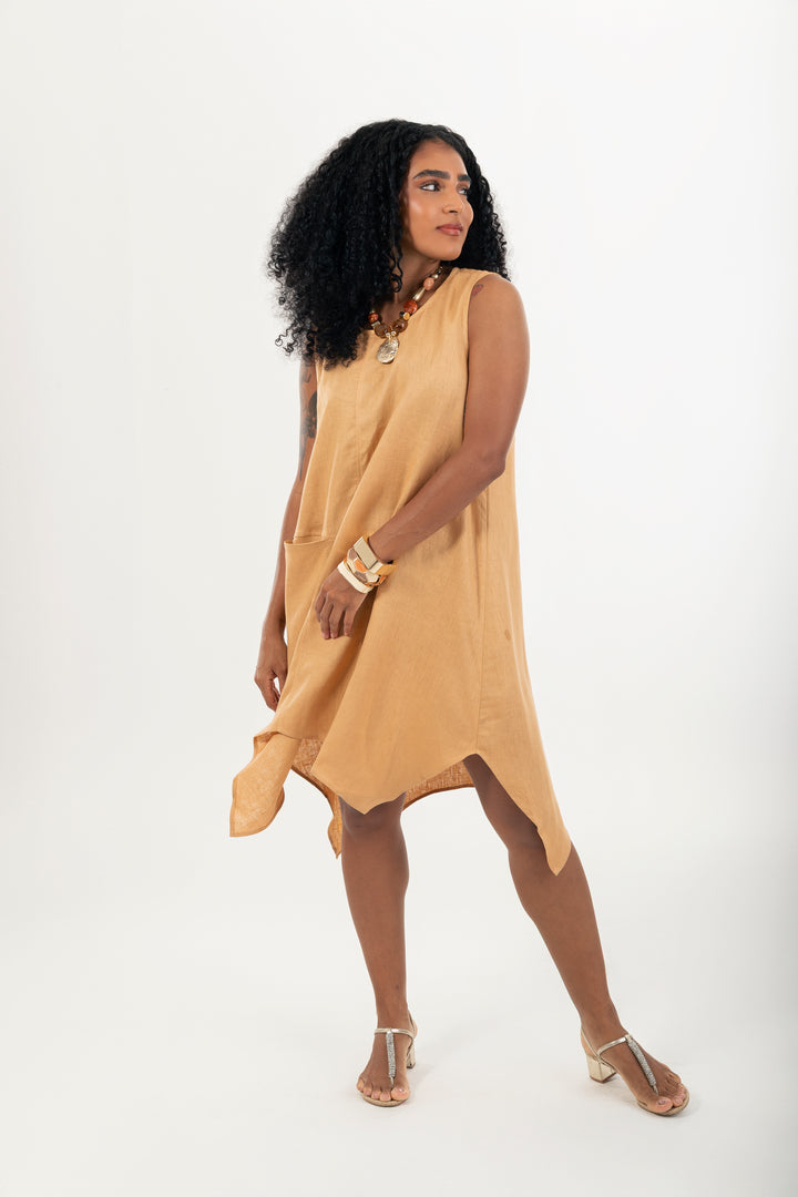 Vestido Creta Midi Alça Larga Barra Assimátrica