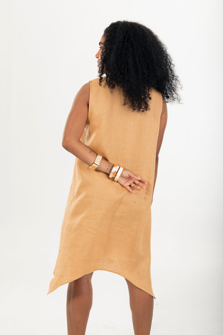 Vestido Creta Midi Alça Larga Barra Assimátrica