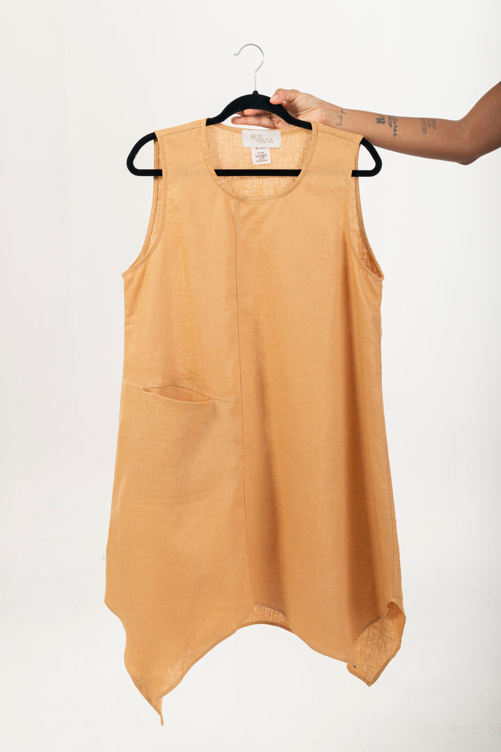 Vestido Creta Midi Alça Larga Barra Assimátrica