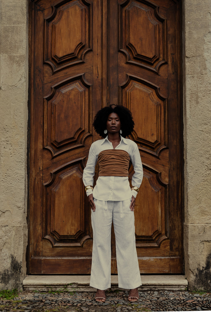 Cropped Drapeado Fechamento Zíper