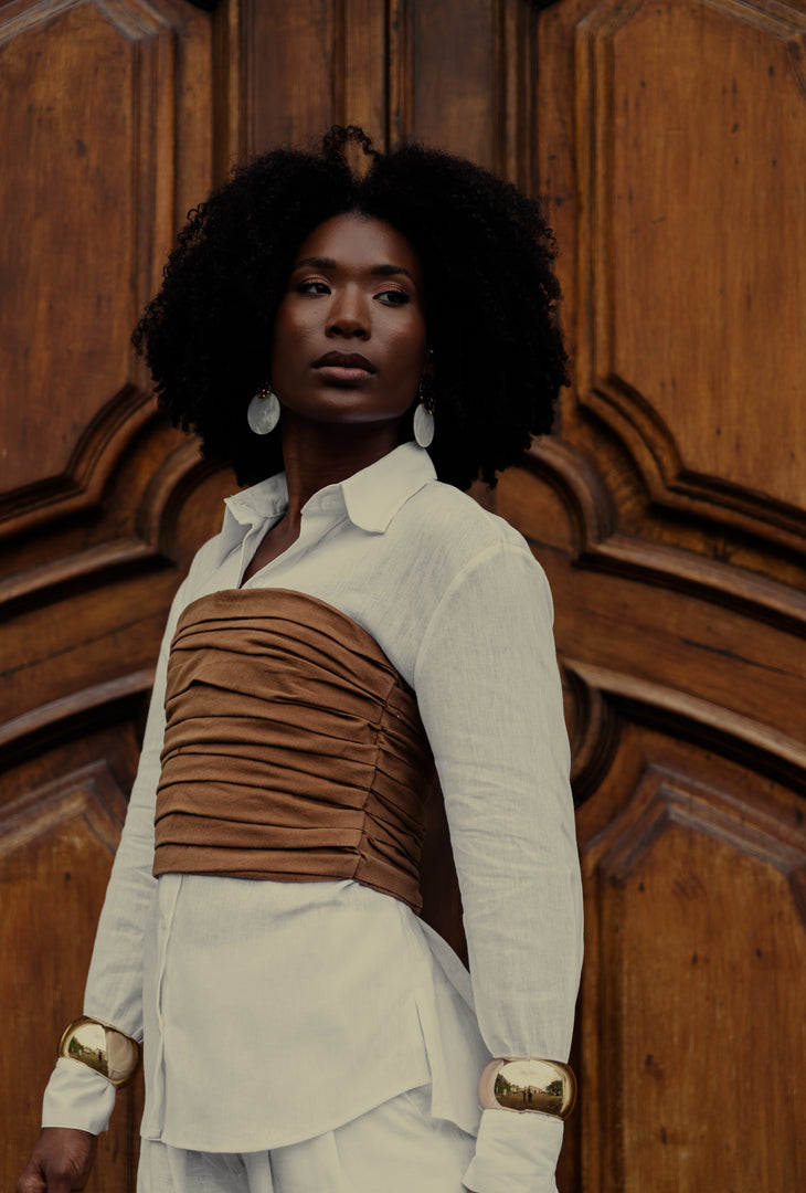 Cropped Drapeado Fechamento Zíper