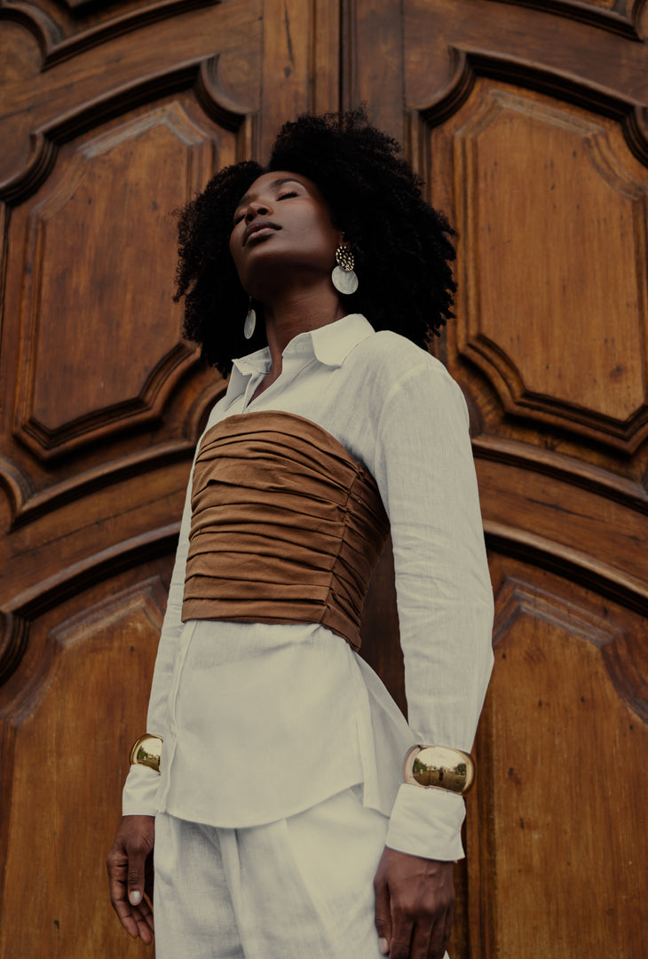 Cropped Drapeado Fechamento Zíper