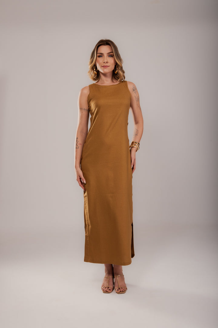 VESTIDO VIENA EM VISCOLINHO BOTOES LATERAIS