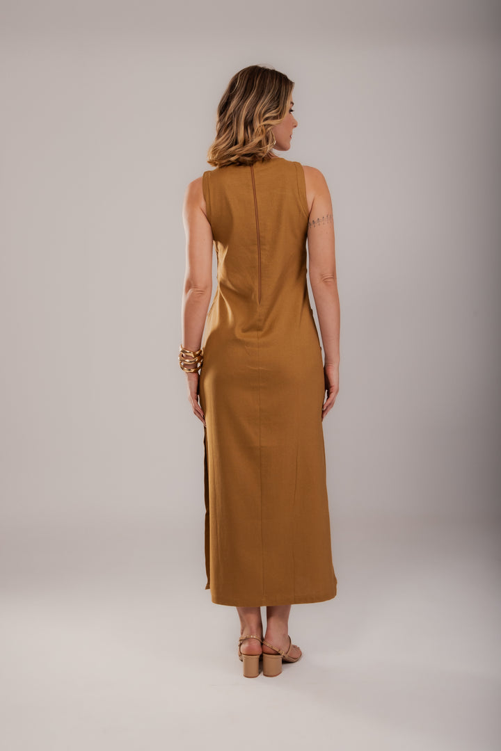 VESTIDO VIENA EM VISCOLINHO BOTOES LATERAIS