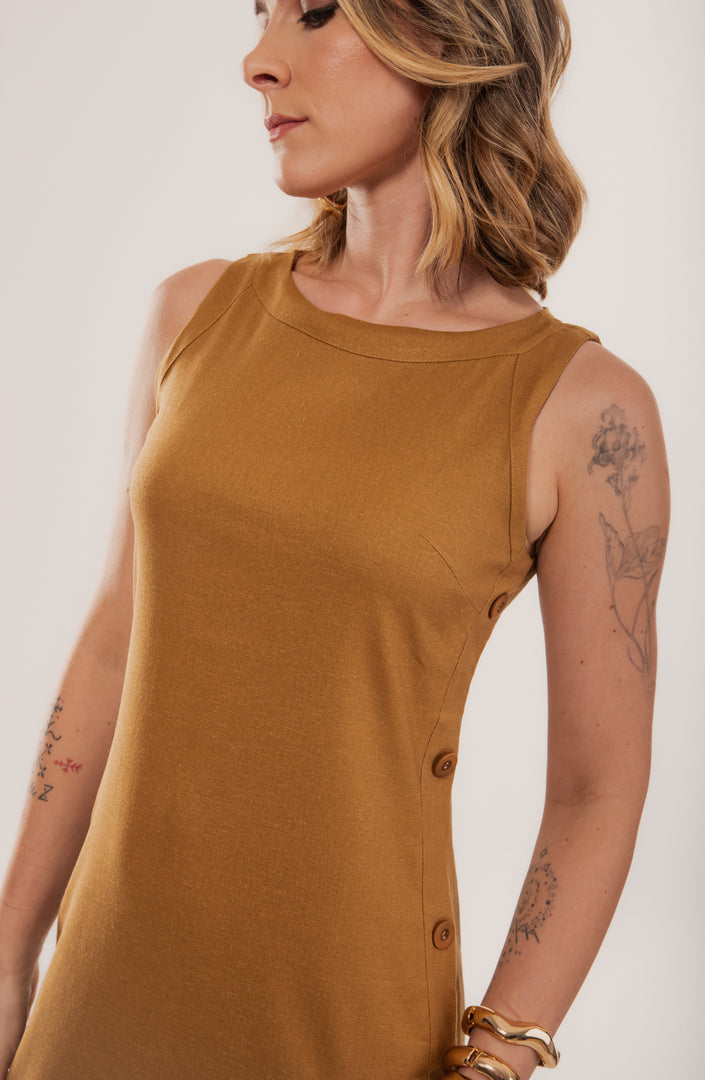 VESTIDO VIENA EM VISCOLINHO BOTOES LATERAIS