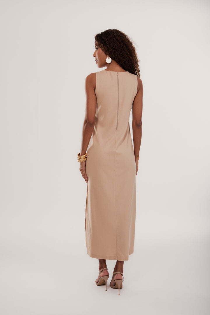 VESTIDO VIENA EM VISCOLINHO BOTOES LATERAIS