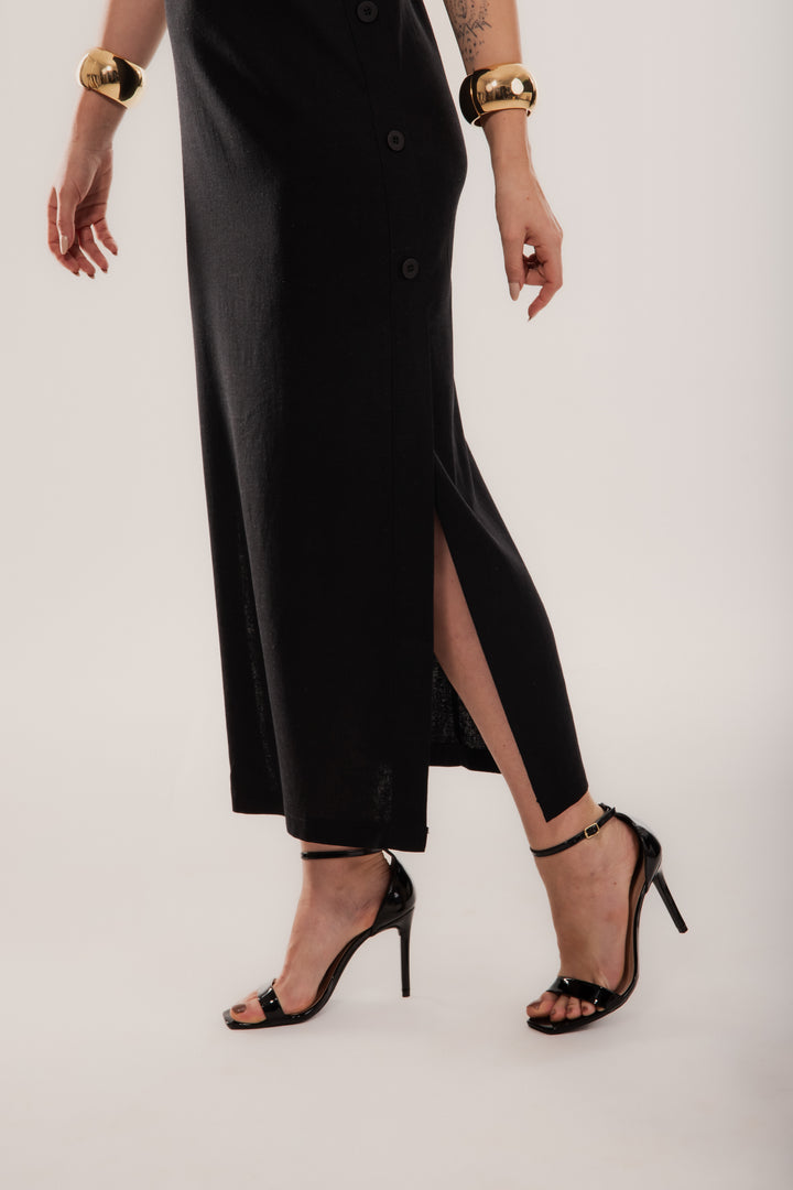 VESTIDO VIENA EM VISCOLINHO BOTOES LATERAIS