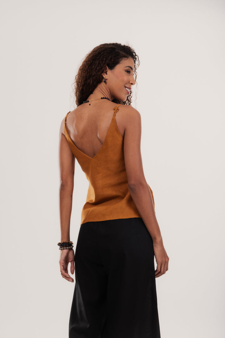 Regata Lima Alça Fina Linho 100% Linho