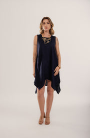 Vestido Creta Midi Alça Larga Barra Assimátrica