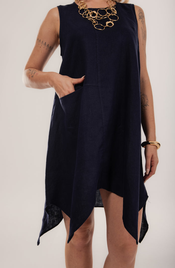 Vestido Creta Midi Alça Larga Barra Assimátrica