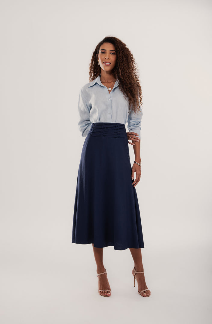 Saia Midi Madri Detalhe Cós