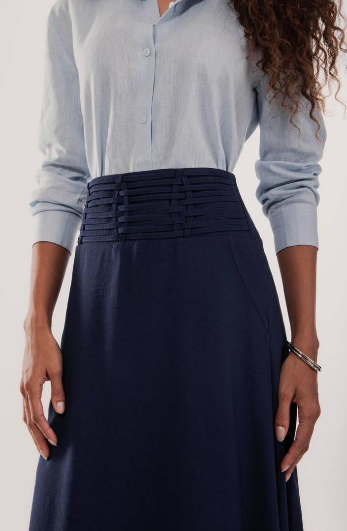 Saia Midi Madri Detalhe Cós