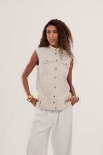 Carregar imagem no visualizador da galeria, Colete Tweed Garda Botões Metalizados
