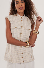 Carregar imagem no visualizador da galeria, Colete Tweed Garda Botões Metalizados
