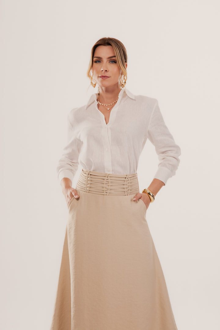 Saia Midi Madri Detalhe Cós