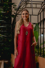 Load image into Gallery viewer, Vestido Magnolia Linho Vinho