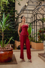 Load image into Gallery viewer, Conjunto Pesponto Tomara que Caia e Calça Vinho