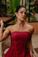Load image into Gallery viewer, Conjunto Pesponto Tomara que Caia e Calça Vinho